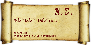 Máté Dénes névjegykártya